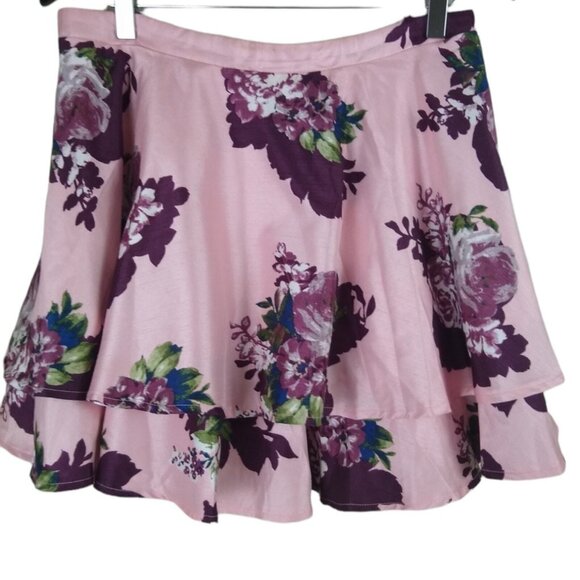 Jodi Kristopher Womens Floral Layered Skirt Size 9 Pink & Purple - Picture 4 of 7